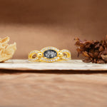 Luxurious And Unique 4 Prong Oval Cut Black Rutilated Quartz Engagement Ring - Additional view