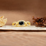 Luxurious And Unique 4 Prong Oval Cut Black Onyx Engagement Ring - Additional view