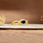 Luxurious And Unique 4 Prong Oval Cut Black Onyx Engagement Ring - Additional view