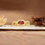 Luxurious And Unique 4 Prong Oval Cut Garnet Engagement Ring - Additional view