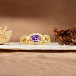 Luxurious And Unique 4 Prong Oval Cut Amethyst Engagement Ring - Additional view