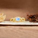 Luxurious And Unique 4 Prong Oval Cut Moonstone Engagement Ring - Additional view
