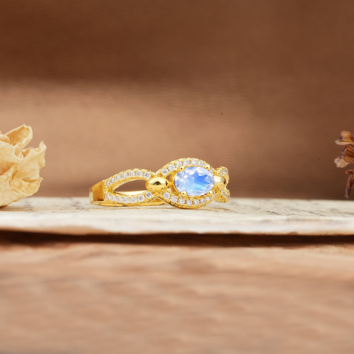 Luxurious And Unique 4 Prong Oval Cut Moonstone Engagement Ring - Additional view