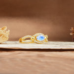 Luxurious And Unique 4 Prong Oval Cut Moonstone Engagement Ring - Additional view