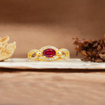 Luxurious And Unique 4 Prong Oval Cut Ruby Engagement Ring - Additional view