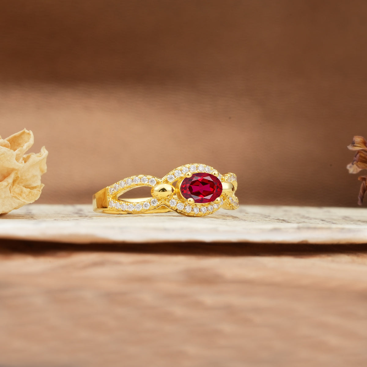 Luxurious And Unique 4 Prong Oval Cut Ruby Engagement Ring - Additional view