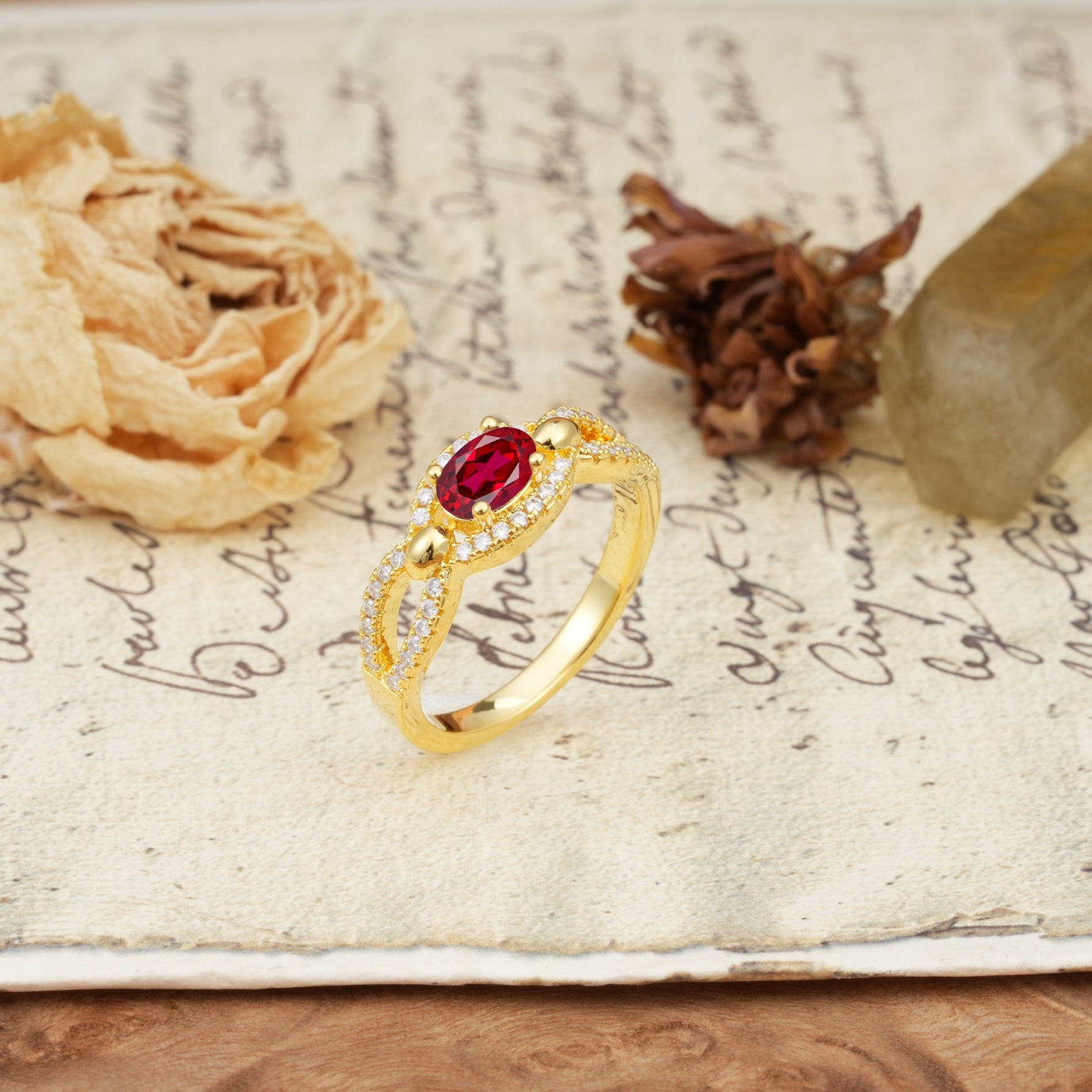 Luxurious And Unique 4 Prong Oval Cut Ruby Engagement Ring - Additional view