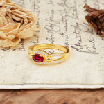 Luxurious And Unique 4 Prong Oval Cut Ruby Engagement Ring - Additional view