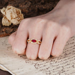 Luxurious And Unique 4 Prong Oval Cut Ruby Engagement Ring - Additional view
