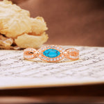 Luxurious And Unique 4 Prong Marquise Cut Turquoise Engagement Ring - Additional view