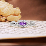 Luxurious And Unique 4 Prong Marquise Cut Amethyst Engagement Ring - Additional view