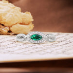 Luxurious And Unique 4 Prong Marquise Cut Emerald Engagement Ring - Additional view