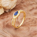 Luxurious And Unique 4 Prong Marquise Cut Sapphire Engagement Ring - Additional view
