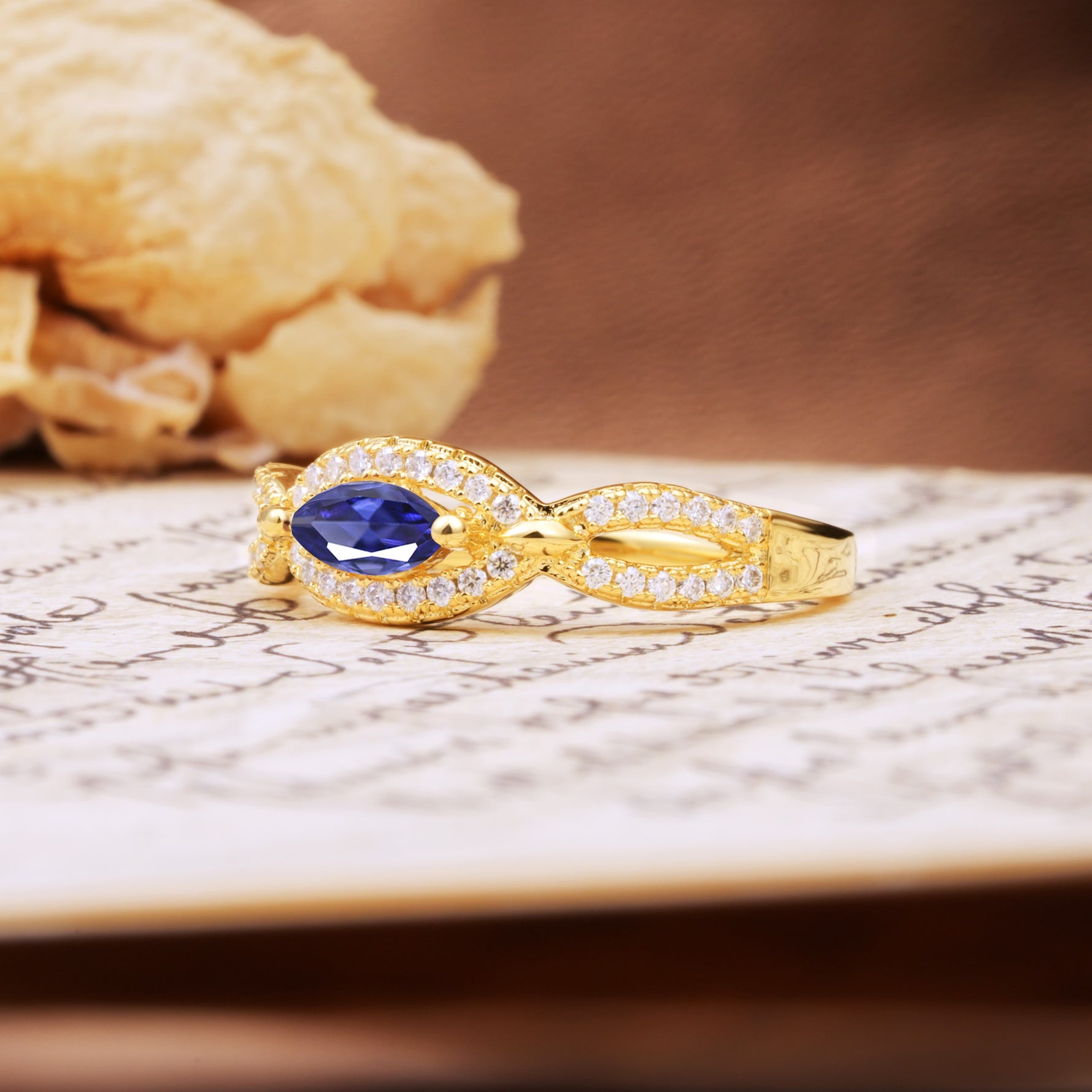 Luxurious And Unique 4 Prong Marquise Cut Tanzanite Engagement Ring - Additional view