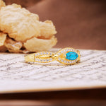 Luxurious And Unique 4 Prong Marquise Cut Turquoise Engagement Ring - Additional view