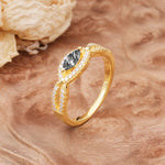 Luxurious And Unique 4 Prong Marquise Cut Black Rutilated Quartz Engagement Ring - Additional view