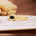 Luxurious And Unique 4 Prong Marquise Cut Black Onyx Engagement Ring - Additional view