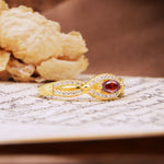 Luxurious And Unique 4 Prong Marquise Cut Garnet Engagement Ring - Additional view