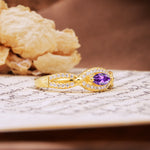 Luxurious And Unique 4 Prong Marquise Cut Amethyst Engagement Ring - Additional view