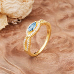 Luxurious And Unique 4 Prong Marquise Cut Aquamarine Engagement Ring - Additional view
