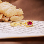 Luxurious And Unique 4 Prong Marquise Cut Ruby Engagement Ring - Additional view