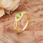 Luxurious And Unique 4 Prong Marquise Cut Peridot Engagement Ring - Additional view