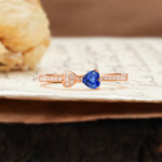 Unique Double-Heart 3-Prong Heart Cut Sapphire Engagement Ring - Additional view