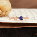 Unique Double-Heart 3-Prong Heart Cut Tanzanite Engagement Ring - Additional view