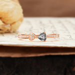 Unique Double-Heart 3-Prong Heart Cut Black Rutilated Quartz Engagement Ring - Additional view