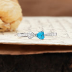 Unique Double-Heart 3-Prong Heart Cut Turquoise Engagement Ring - Additional view