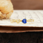 Unique Double-Heart 3-Prong Heart Cut Sapphire Engagement Ring - Additional view