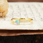 Unique Double-Heart 3-Prong Heart Cut Fire Opal Engagement Ring - Additional view