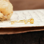 Unique Double-Heart 3-Prong Heart Cut Citrine Engagement Ring - Additional view