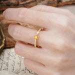 Unique Double-Heart 3-Prong Heart Cut Citrine Engagement Ring - Additional view