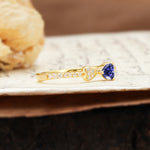Unique Double-Heart 3-Prong Heart Cut Tanzanite Engagement Ring - Additional view