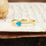 Unique Double-Heart 3-Prong Heart Cut Turquoise Engagement Ring - Additional view