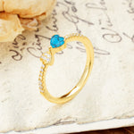Unique Double-Heart 3-Prong Heart Cut Turquoise Engagement Ring - Additional view