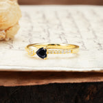Unique Double-Heart 3-Prong Heart Cut Black Onyx Engagement Ring - Additional view