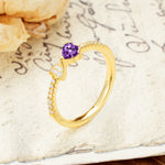 Unique Double-Heart 3-Prong Heart Cut Amethyst Engagement Ring - Additional view