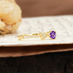 Unique Double-Heart 3-Prong Heart Cut Amethyst Engagement Ring - Additional view
