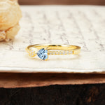 Unique Double-Heart 3-Prong Heart Cut Aquamarine Engagement Ring - Additional view
