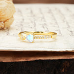 Unique Double-Heart 3-Prong Heart Cut Moonstone Engagement Ring - Additional view