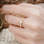 Unique Double-Heart 3-Prong Heart Cut Moonstone Engagement Ring - Additional view