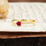 Unique Double-Heart 3-Prong Heart Cut Ruby Engagement Ring - Additional view