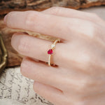 Unique Double-Heart 3-Prong Heart Cut Ruby Engagement Ring - Additional view
