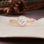 Luxurious Unique Wrapped 4 Prong Round Cut Moissanite Engagement Ring - Additional view