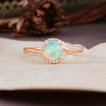 Luxurious Unique Wrapped 4 Prong Round Cut Fire Opal Engagement Ring - Additional view