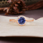 Luxurious Unique Wrapped 4 Prong Round Cut Tanzanite Engagement Ring - Additional view
