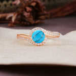 Luxurious Unique Wrapped 4 Prong Round Cut Turquoise Engagement Ring - Additional view