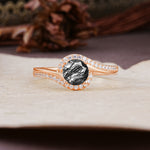Luxurious Unique Wrapped 4 Prong Round Cut Black Rutilated Quartz Engagement Ring - Additional view
